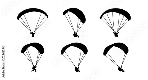 Canvas Print Paragliding Silhouettes, Extreme Sports Icons, Adventure Activity Vector Set, Sk