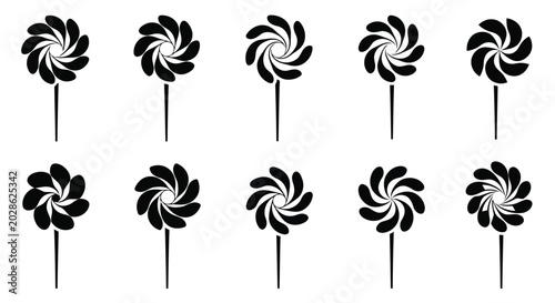 Fotografie Black and white pinwheel icons set