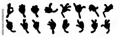 Quadro su tela Vector silhouettes of people hand drawn doodle style, Simple character hands and gestures positive vibe stickers