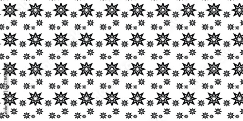 Seamless pattern with black eightpointed stars