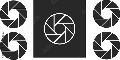 Photos Lens aperture diaphragm graphic element collection isolated on contrast background containing circular camera focus shutter speed control and studio photography symbols