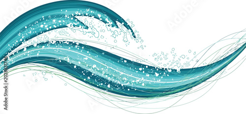 Fotografie Dynamic aquamarine wave splash with sparkles aquamarine sparkles refreshing illu