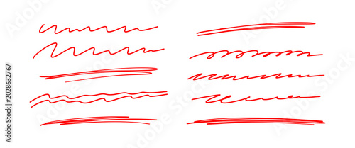 Foto Red handwritten accent lines vector set