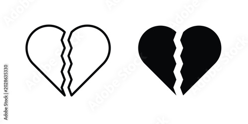Tablou pe pânză Broken heart icon simple vector set