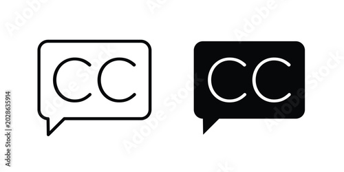 Konstfotografi Closed caption icon simple vector set