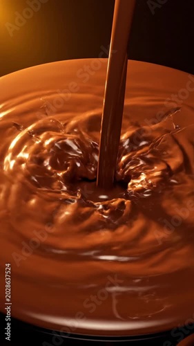 Luxurious chocolate flow creating artistic swirls