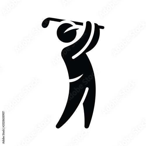 Person swinging golf club in athletic pose