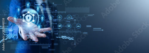 Slika na platnu Cyber specialist blocks risks