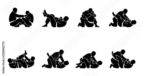 Fotografie Jiu Jitsu Grappling Techniques, Martial Arts Combat Poses, Brazilian Jiu Jitsu M