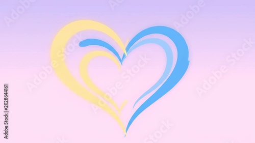 Animated Blue and Yellow Heart Shapes Drawing and Fading Motion Graphic for Social Media Background