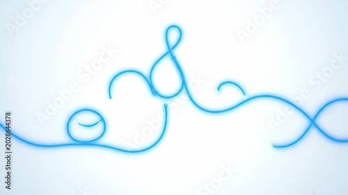 Animated Blue Glowing Decorative Flourish Growing on White Background Motion Graphic for Digital Content