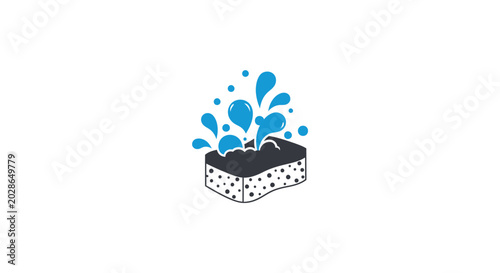 Photos A sponge soaking up water drops.