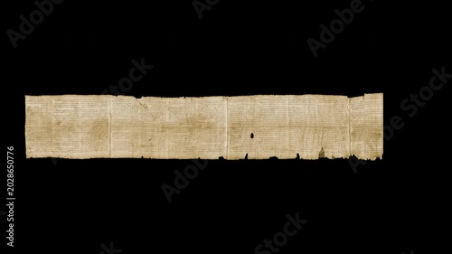 Great Isaiah Scroll unrolling with alpha channel on transparent background video