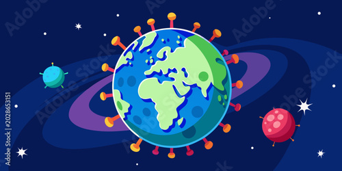 The concept of planet Earth similar to the COVID-19 virus.vector
