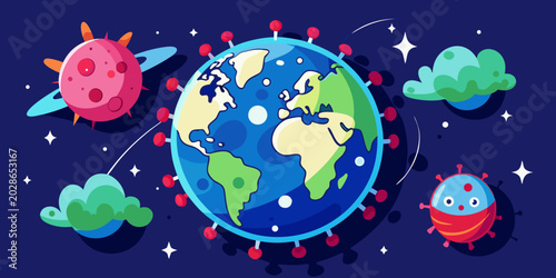 The concept of planet Earth similar to the COVID-19 virus.vector
