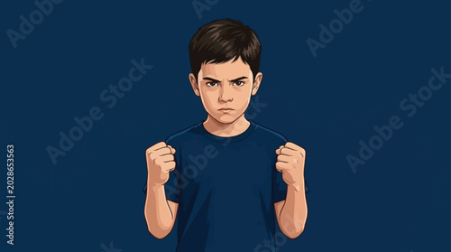 Foto Angry boy with clenched fists