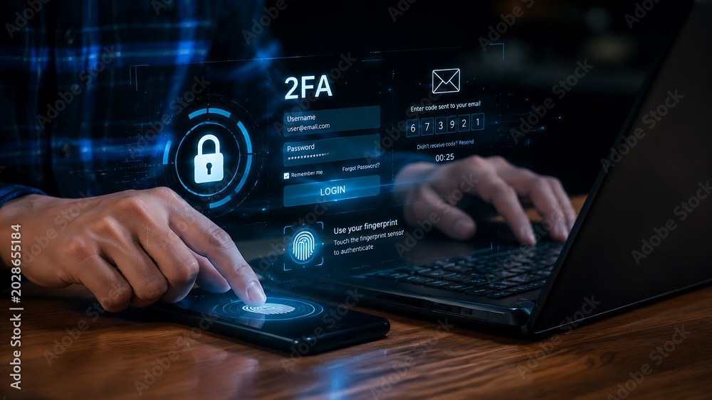 Naklejka premium Two factor authentication security concept with digital lock and smartphone code