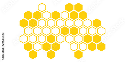 simple yellow fill and outline honeycomb pattern art for banner poster background.