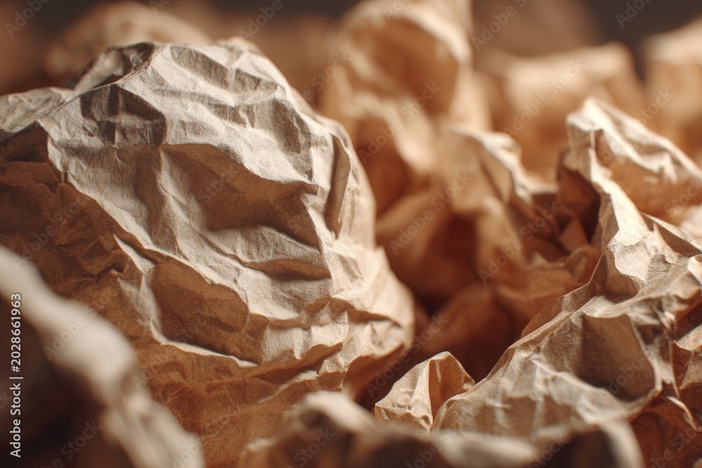 Fototapeta premium Crumpled brown paper texture background abstract