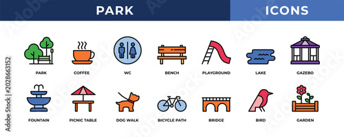 Cuadro en lienzo Park icon set