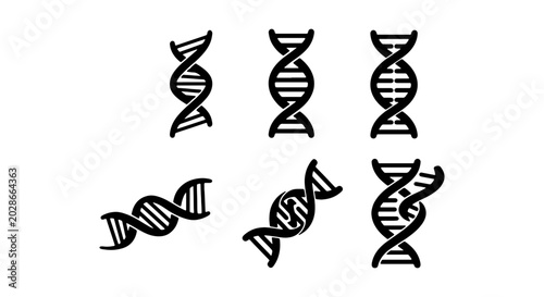Schilderij op canvas DNA Helix Icons, Genetic Code Symbols, Molecular Biology Illustrations, Science