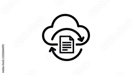 Cloud sync icon with document file symbol