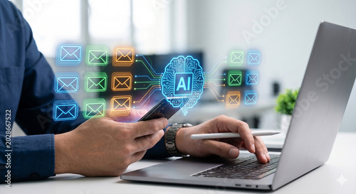 AI powered email automation system managing digital communication and smart message processing workflows