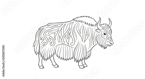 Bilde på lerret Line drawing of a bison.
