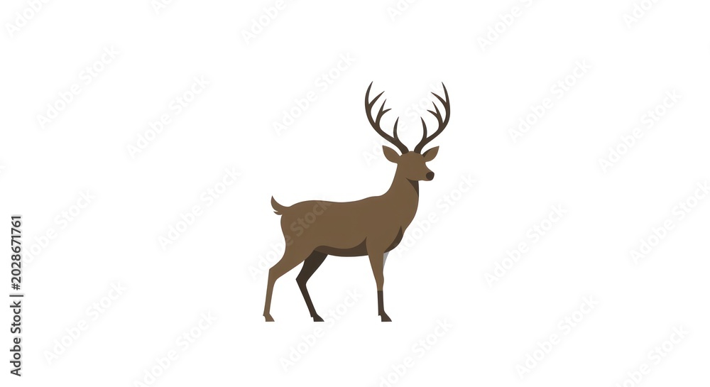 Obraz premium A deer with large antlers stands alone in a natural setting.