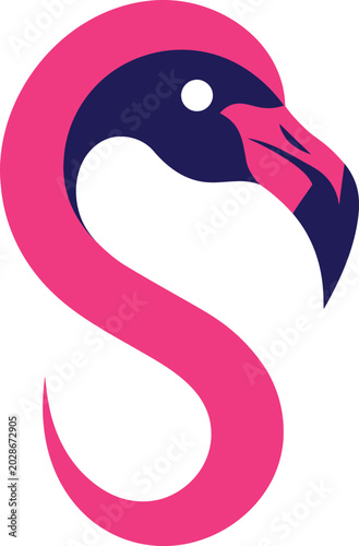 Minimal Flamingo Bird Logo Vector with Elegant Pink Abstract Design