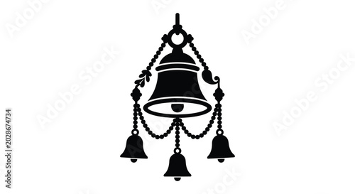 Obraz na płótnie bell with smaller bells silhouette