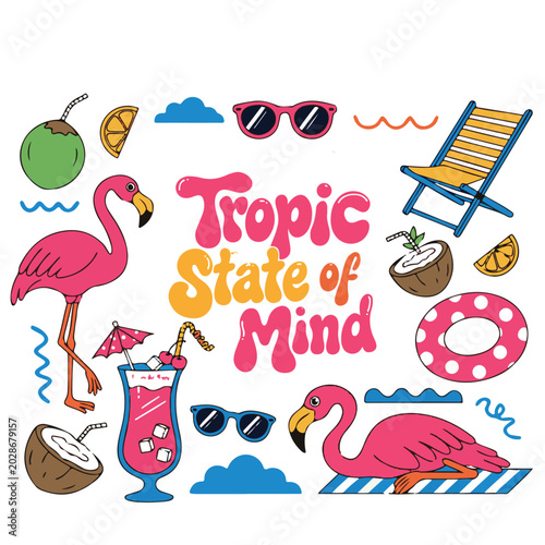 Tropic State of Mind – Summer Vacation T-Shirt Vector Design

