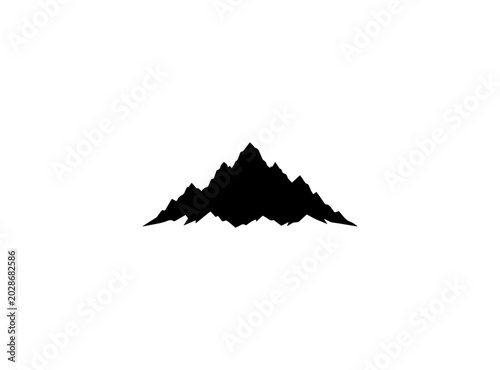 Black mountain range silhouette, vector mountain icon, landscape symbol, graphic design element