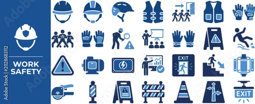 Tableau sur toile Workplace Safety and Protection flat icon set