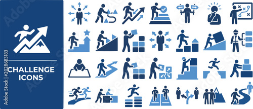 Photos Challenge and Goal Achievement flat icon set