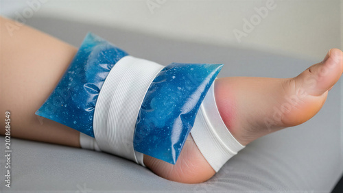 Ankle Ice Pack Recovery Treatment After Injury 