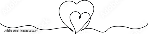 Cuadro en lienzo Two nested love hearts illustration Vector