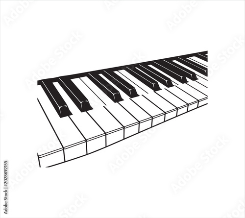 Closeup of a piano keyboard with black and white keys  musical instrument
