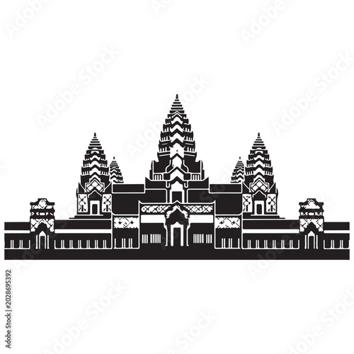Obraz na płótnie Angkor Wat temple silhouette vector graphic for Cambodia travel landmark and his