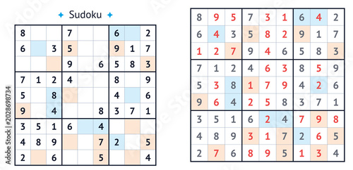 Sudoku puzzle showcasing even and odd numbers in grids  