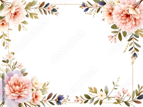 Elegant Watercolor Floral Frame Border Design
