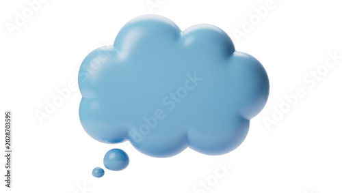Cuadro en lienzo Blue 3D thought bubble with small dots, isolated on transparent background