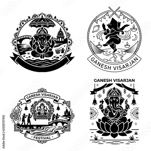 Fotografija Ganesh Visarjan black devotional badge set