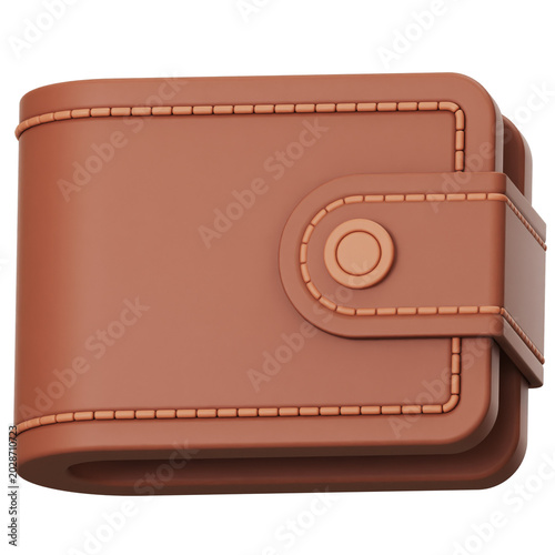 Brown leather wallet 3D icon
