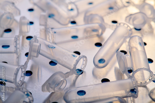 Group of laboratory vials for performing medical analyses and experiments