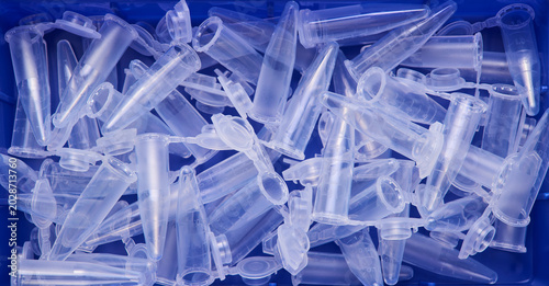 Group of laboratory vials for performing medical analyses and experiments