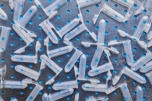 Group of laboratory vials for performing medical analyses and experiments
