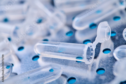 Group of laboratory vials for performing medical analyses and experiments