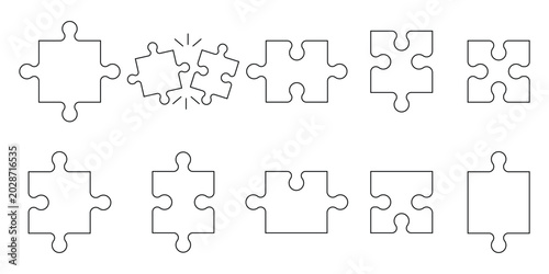  puzzle Jigsaw icon set. Puzzle pieces icon set. Solution, jigsaw, strategy, connection, brain.