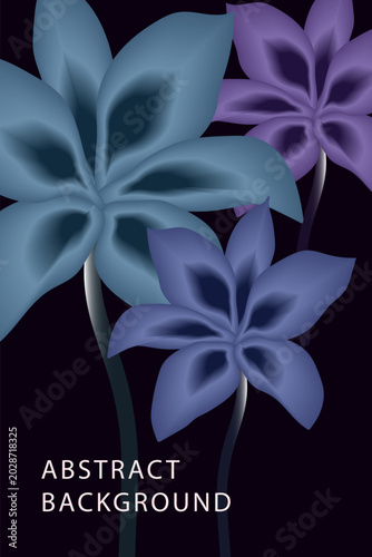 Elegant black and white floral background with blooming flowers and leaves for wedding invitation or spa design
